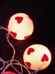 White Balls with Red Love Hearts - Fairy Light String